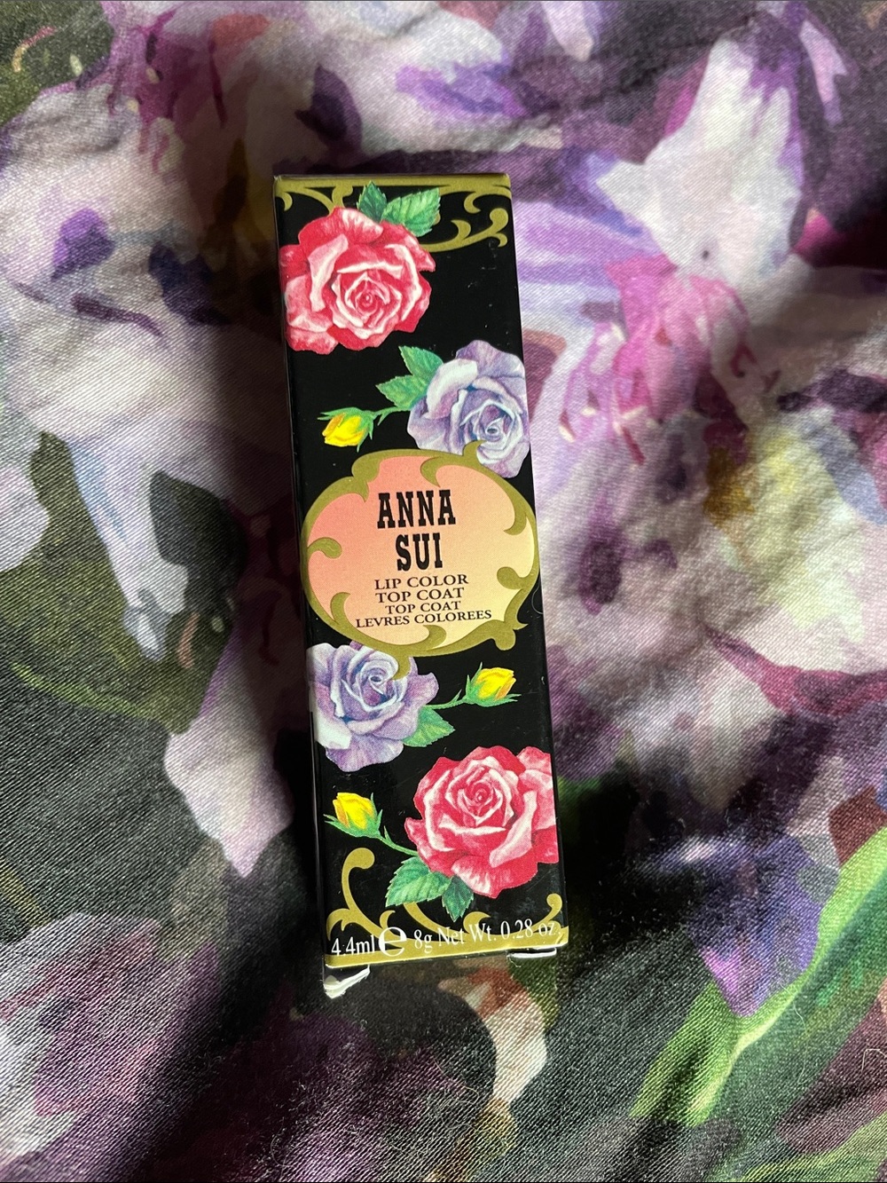 Anna Sui Floral Lip Color Top Coat – Pink, Purple, Yellow Rose Design